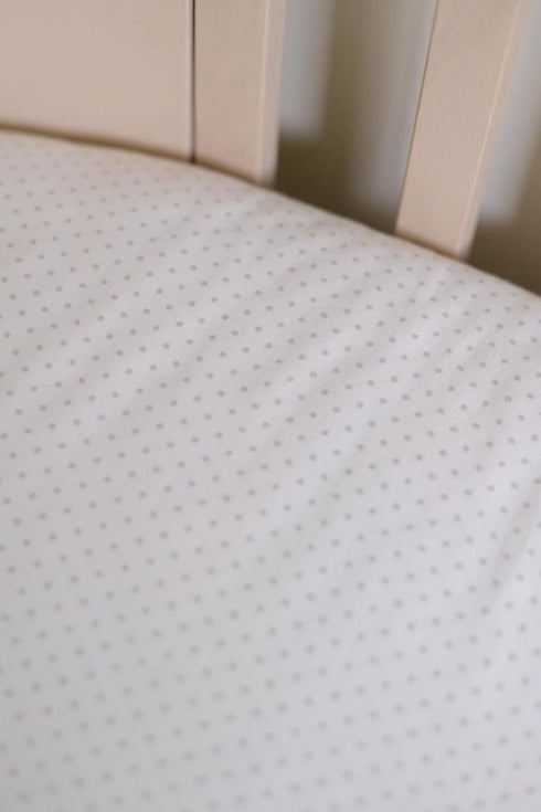 Packaging 52L 28W 8H Pehr Crib Sheet, Pin Dot Pebble | Breathable Brushed Organic Cotton for Soft Sleep | Snug Fit |