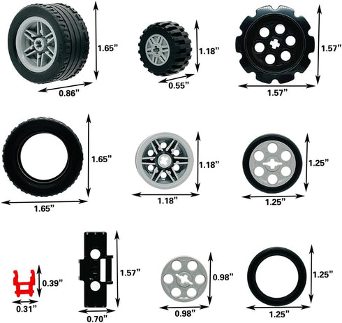 Miutrue 6yrs+ Technical Parts Car Gears Wheels Treads Chain Links Building Blocks Accessories Pieces kit Construction