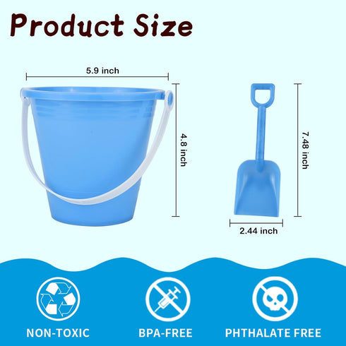 Holady 5'' Inch Summer Accessory(24 Bucket+24 Sand Beach Buckets Pail with Shovels,Water Bucket for Beach Fun Great