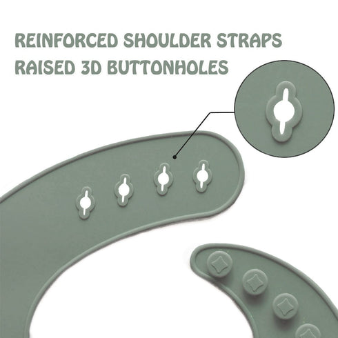 Ginbear Silicone Bibs for Babies, Waterproof Feeding Bibs with Food Catcher Pocket, Adjustable for Toddlers (Dark