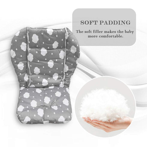 Twoworld Baby High Chair Cushion - Large Breathable Seat Liner in Gray Clouds