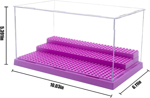 Minifigure Display Case for Action Figures Blocks, Dustproof Acrylic Display Box Storage with 3 Movable Steps for Collection Models Minifigures, Bricks Blocks Toys