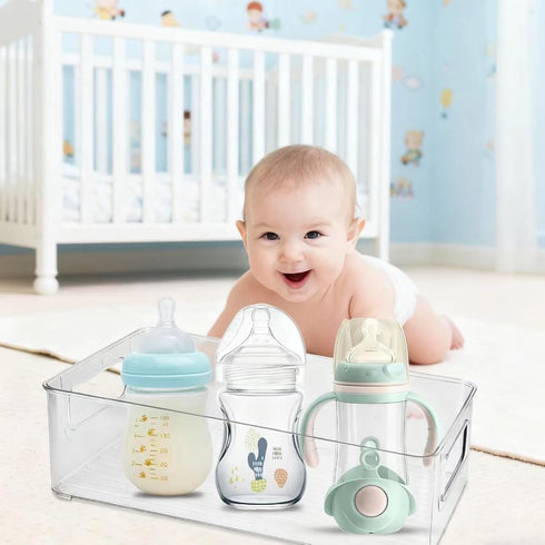 Gttyowyin 2-Piece Baby Bottle Organizer, Plastic Storage Center for Kitchen Cabinet, for Baby Bottles and Food Jars
