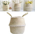 NUOBESTY Natural Round Seagrass Belly Basket with Handles for Storage, Nursery, Laundry, Picnic, and Toy Storage