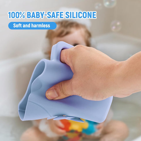 JOY ANAN 100% Baby Bath Rinse Cup with Suctions, Food Grade Silicone, Rinser to Wash Hair and Body with Easy Grip