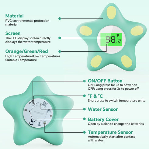 Miedecdel 4 Swimming Baby Bath Thermometer, Infant Digital Water Thermometer Safety with Color Backlit and Temperature