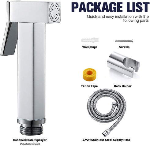 XKHLQLPEF Set Handheld Bidet Sprayer for Toilet, Chrome Portable Cloth Diaper Sprayer Brass Bathroom Bidet Sprayer Kit