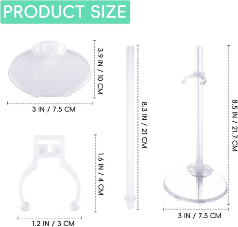 XJMWXHFC 10pc 11-13 Inch Adjustable Doll Display Holders, Clear Plastic Action Figure Stands, Transparent Support