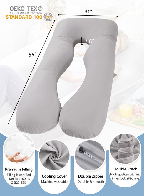 Meiz Pregnancy Pillow, Cooling Silky Pregnancy Pillows for Sleeping, Maternity Body Pillow for Pregnant Woman