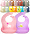 2-Pack Lightweight Waterproof Silicone Baby Bib, Comfortable Easy-Wipe Clean (Purple/Light Pink, Large)