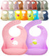 2-Pack Lightweight Waterproof Silicone Baby Bib, Comfortable Easy-Wipe Clean (Purple/Light Pink, Large)