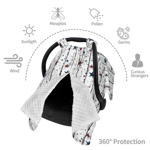 Hcpwzrf Patriotic Stars Distressed Wood Baby Car Seat Cover & Nursing Cover - Breathable Stretch Multi-Use Cover