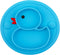 Baby Divided Plate Silicone - Portable Non Slip Feeding Plate with Suction Cup for Kids, BPA Free (Duck-Blue)