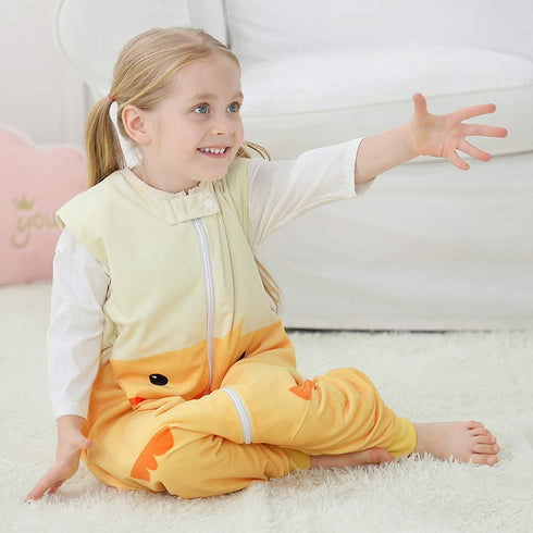 MICHLEY Toddler Sleeping Sack with Feet, Newborn Infant Sleeveless Sleeping Bag for Walkers (Duck, 3-5T)