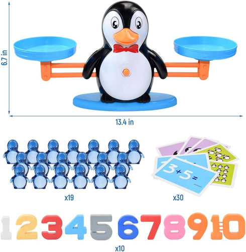 BAKAM Penguin Balance Scale & Number Counting Blocks, Montessori Math Games for Kids Ages 3-7