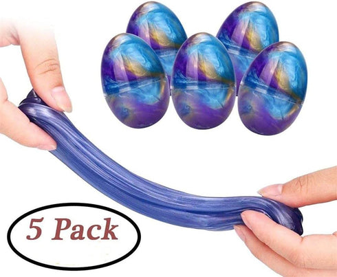Anditoy 5 Pack Slime Eggs - Stress Relief Toys for Kids - Easter Basket Stuffers (Blue, Purple, Gold)