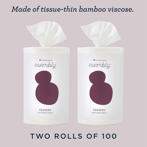 200 (2-Pack 100-Liner Esembly Tossers Disposable Bamboo from Viscose Diaper Liners for Cloth Diapers Earth-Friendly