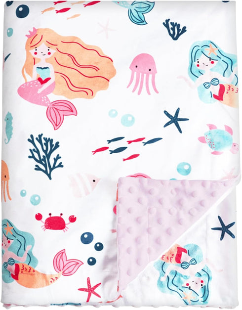 PHF Minky Baby Blanket for Girls with Double Layer and Soothing Raised
