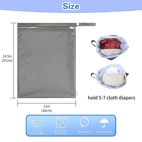 2 Pack babygoal Wet Dry Bags for Swimsuits, Waterproof Bag for Travel, Food Storage, Stroller, Daycare, Baby Diapers