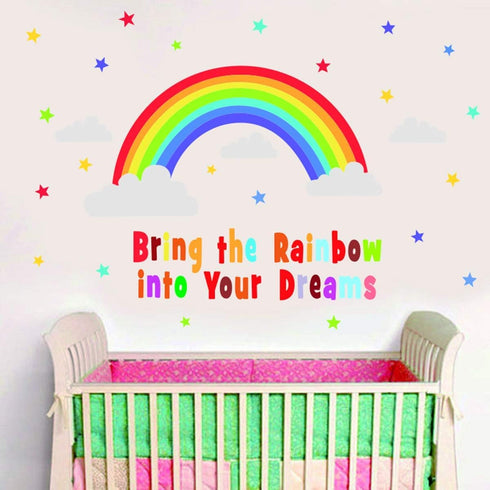 Bamsod Rainbow Wall Sticker, Kids Wall Decal Art for Girls Bedroom Nursery Home Decor, 16.5x32.6 inch