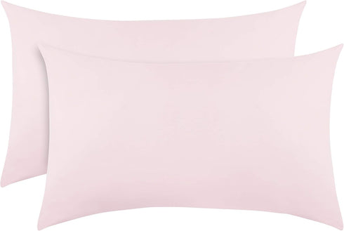 Toddler Travel Pillowcases 2-Pack, Solid Pink, 100% Soft Microfiber, Hypoallergenic, Fits 14x19, 13x18 or 12x16 Pillows