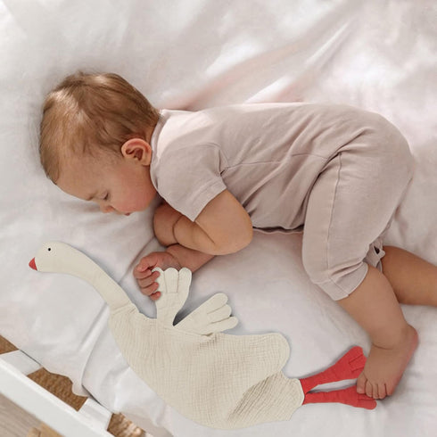 Lulu Moon Muslin Loveys for Babies, Unisex Baby Security Blanket, Goose Lovie 25"x 11" Cream
