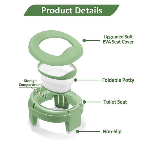 MCGMITT Portable Potty for Kids Travel - Foldable Training Toilet Chair for Toddler Girls with Storage Bags, Potty