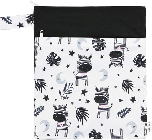 Zebra Print Waterproof Reusable Diaper Bags for Wet and Dry Storage