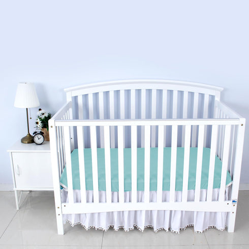 Biloban Crib Sheets Fitted, 2 Pack - Neutral Toddler Bed Sheets for Baby Boys and Girls, Grey & Aqua, 52”X 28”