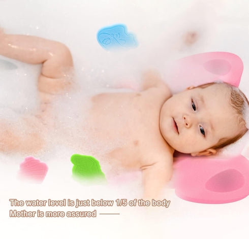FIABC 1Set) Soft Infant Bath Sponge Elephant Baby Bath Mat Newborn Comfy Foam Skid-Proof Cushion (Pink