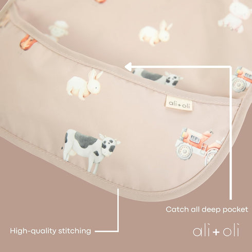 6m+ Ali+Oli Smock Bibs for Babies, BPA-Free Oeko-Tex Certified, Waterproof Baby Smock, Machine Washable, Toddlers Ages