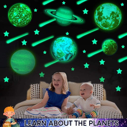 UNTOLD PLANETS 195+PCS Glow in The Dark Planets for Ceiling Decorations, Star Stickers for Kids Room Decor
