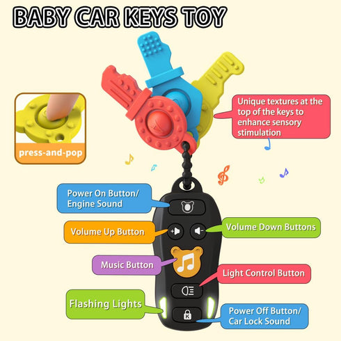 KALUYA Set, 6+ Baby Toy Car Keys Baby Remote Control Toy Toddlers Pretend Toy Key and TV Remote with Sounds Lights