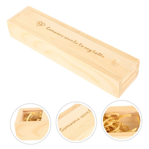 Wooden Pregnancy Test Keepsake Box with Lid Genuine Footprint Design Newborn Announcement Storage Case for Mementos