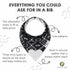 Pickle & Olive Reversible Baby Teething Bibs, Attached Heart Shaped Teether, Monochrome, Set of 2