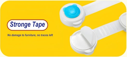 4 Pack Fridge Lock for Kids - Child Safety Straps Locks No Drilling Bear Model Cabinet Locks with Strong Adhesive Tape