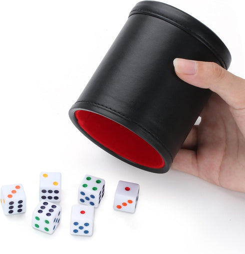 Delta-shop Felt Lined Professional Dice Cup - Quiet with 6 Dice for Yahtzee Game