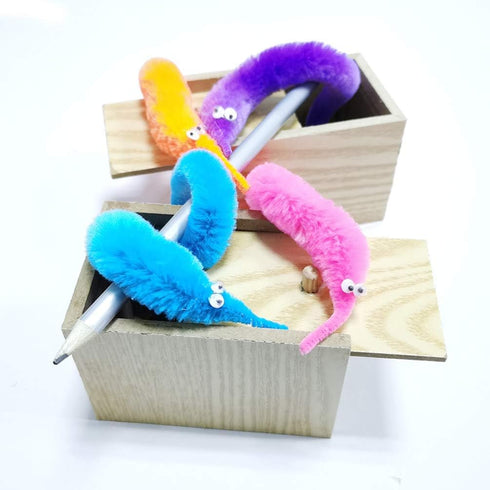 240 (12 SHENGSEN Pieces Fuzzy Worm Toys with Big and Small Sizes Mixed Fuzzy Worms on Strings Trick Toys Carnival Party