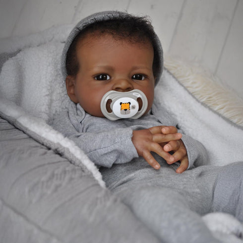 20 Inch 3 WOOROY Realistic Reborn Baby Dolls Black Boy, African American Newborn Boy Doll, Lifelike Weighted Soft Body