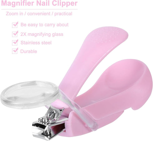 Trimming Beaupretty Nail Care Clipper with Magnifier for Infants, Fingernail and Toenail Clipper in Pink and Blue, Safe