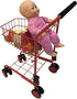 The New York Doll Collection Toy Shopping Cart for Kids - Includes Food, Folds for Easy Storage, Red