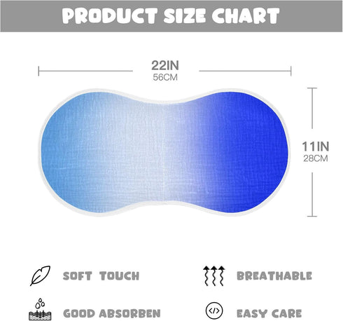 decor gift 4 Pack 22x11in Cotton Baby Burp Cloths Soft and Absorbent? Blue Calm Gradient Feed Cloth for Unisex