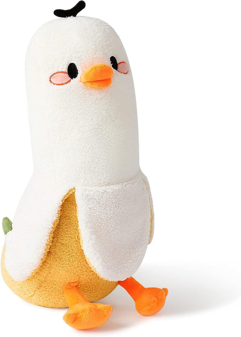 PEACH CAT Banana Duck Plush Pillow, Cute Stuffed Animal for Girls and Boys, White 19.7"