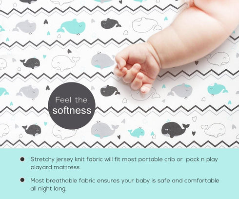 Pack 2 Pack Set, n Play Sheets, BROLEX Mini Crib Sheets,Stretchy Portable Fitted Playard Sheet Convertible Playard