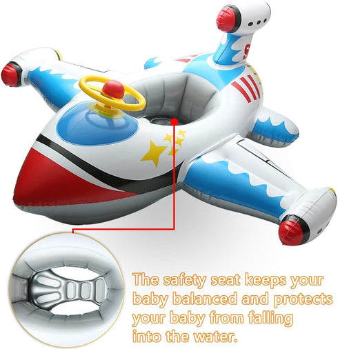 OVV Swimming 1-4 Summer Baby Inflatable Pool Float Float Boat with Steering Wheel Horn for Kids Toddlers Age Boys Girls