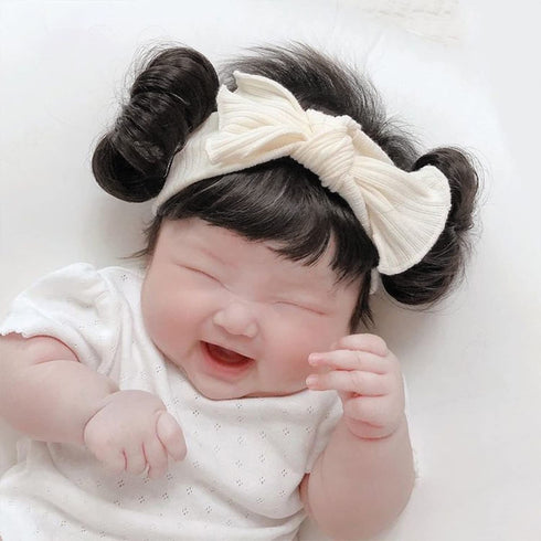 1 Pack Baby Wig Braid Hairband - Kids Baby Headband, Fake Bangs Hair Accessories (Black)