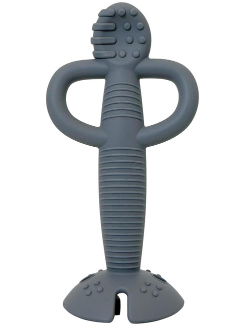 Busy Baby Teething Spoon - 2-in-1 Training Spoon and Teether for Self Feeding, BPA Free, Dishwasher Safe (Pewter)