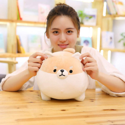 Shiba Inu Dog Plush Pillow, Corgi Stuffed Animal Hug Pillow Gifts for Boys & Girls (Brown, 11.8in)