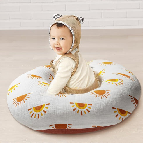 FIGEPO 2 Pack 100% Muslin Nursing Pillow Cover Cotton Boho Neutral Stretchy Removable Baby Nursing Covers
