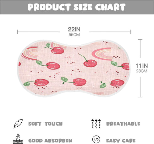 Bulletgxll Set 4, Cherries and Rainbows Unisex Baby Burp Cloths of Soft Absorbent Organic Cotton Muslin Burping Cloths